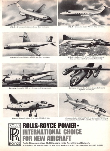 Rolls-Royce Power Lear Hawker Phantom Dornier Mirage Fokker F28 Vtg Mag Print Ad - Picture 2 of 3