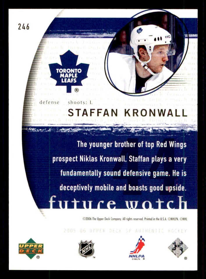 2005-06 SP Authentic #246 Staffan Kronwall RC /1999 (ref 240240) - Image 2 of 2