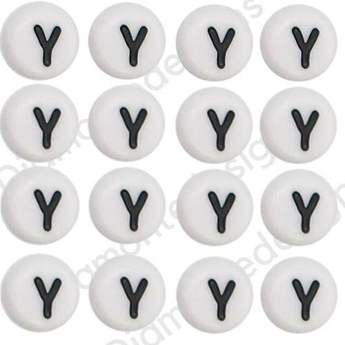 50 Pcs WHITE Acrylic Single Letter Coin Beads A - Z Disc Alphabet Bead 7mm AA01 - Picture 52 of 56