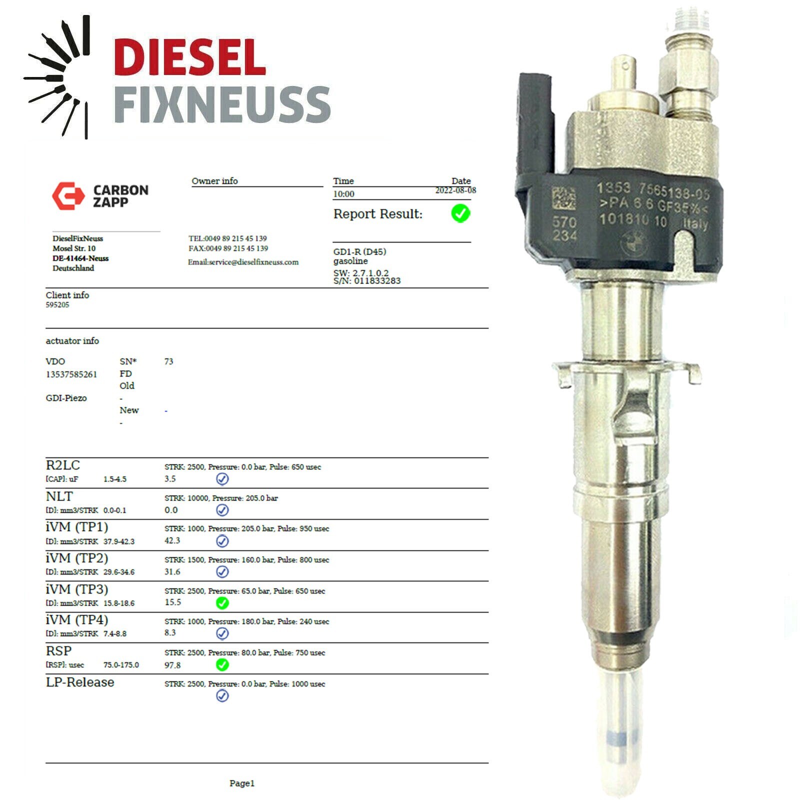 6 X Injector Siemens BMW RollsRoyce N54 N74 13537585261 135386160 eBay