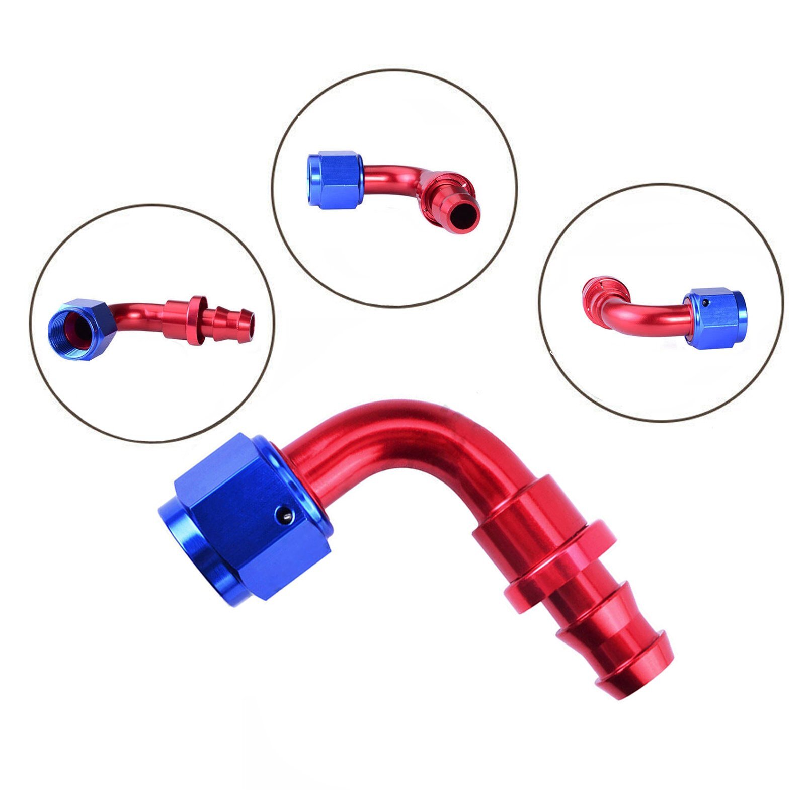 AN4/AN6/AN8/AN10/AN12 Push On Oil Fuel Line Hose End Fitting 0 45 90 180 Degree