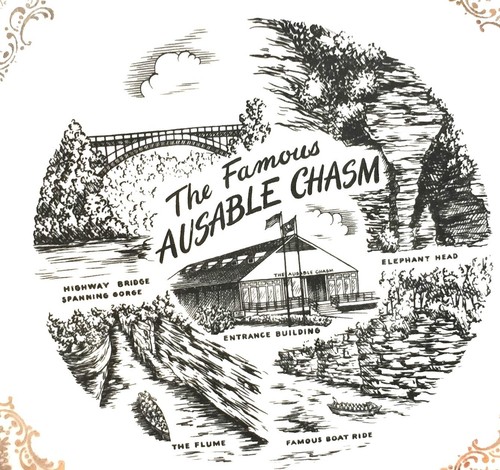 Vtg. The Famous Ausable Chasm New York Souvenir Plate - Boat Ride -The Flume - Picture 2 of 5