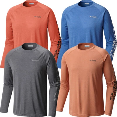 New Mens Columbia PFG "Terminal Tackle Heather" Omni-Shade T-Shirt Top Tee Polo