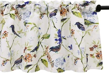 Charming Birds Printed Valance for Windows, 52x18 Inch Kitchen & Living Room Pan