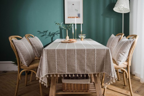 Rectangle Tablecloth Tassel Table Cloth Cover for Dining Room Kitchen Home Decor - Picture 4 of 22