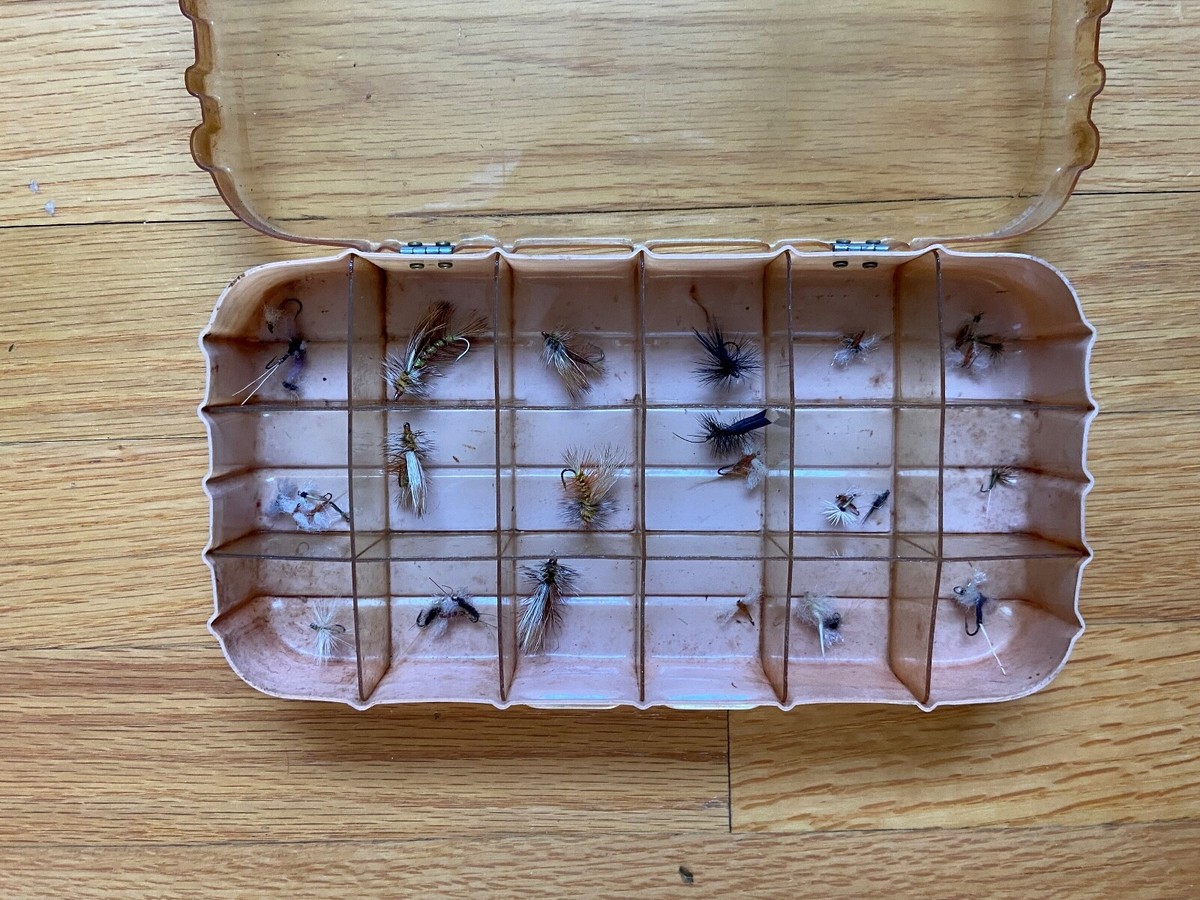Boîte De Pêche à La Mouche ORVIS Vintage – 13 Leurres Insectes, Made In Denmark