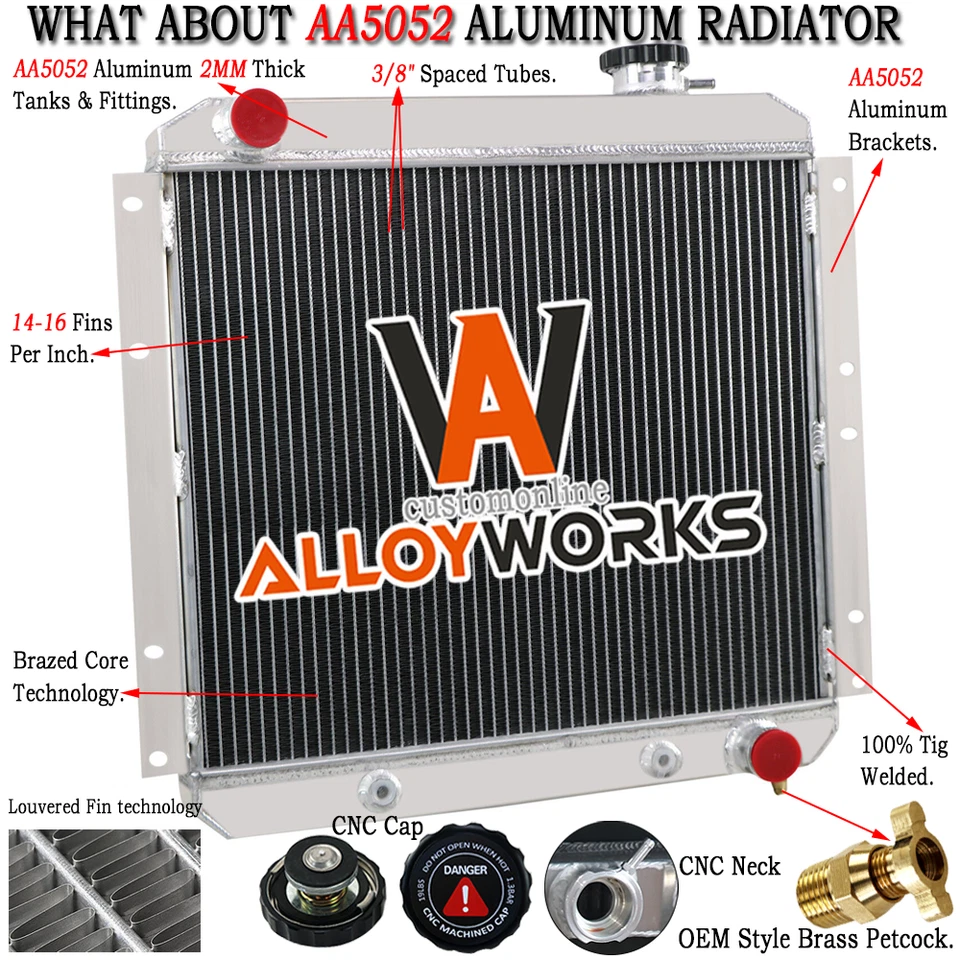 For 58-84 Toyota Land Cruiser FJ40 FJ45 3.9 4.2 Petrol 3 Row Radiator Shroud Fan Foto 2 de 4