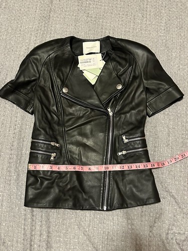 Pierre Balmain Short Sleeve Leather Jacket NWT size 40 - Picture 14 of 19
