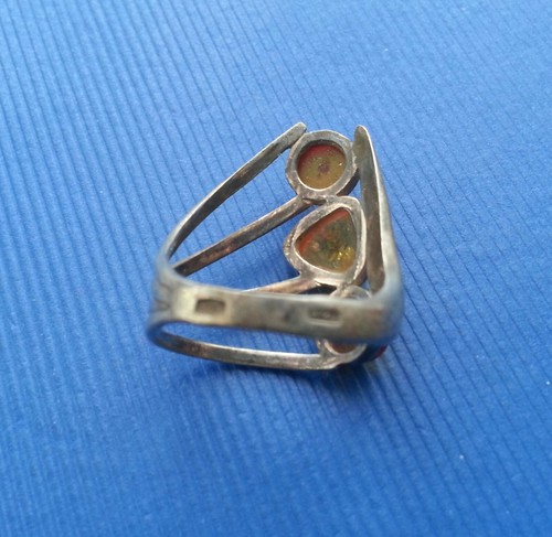 Edler antiker 925 Silberring mit 3 Bernsteinen 2 Punzen Baltisch/Russisch RG 55 - Bild 11 von 21