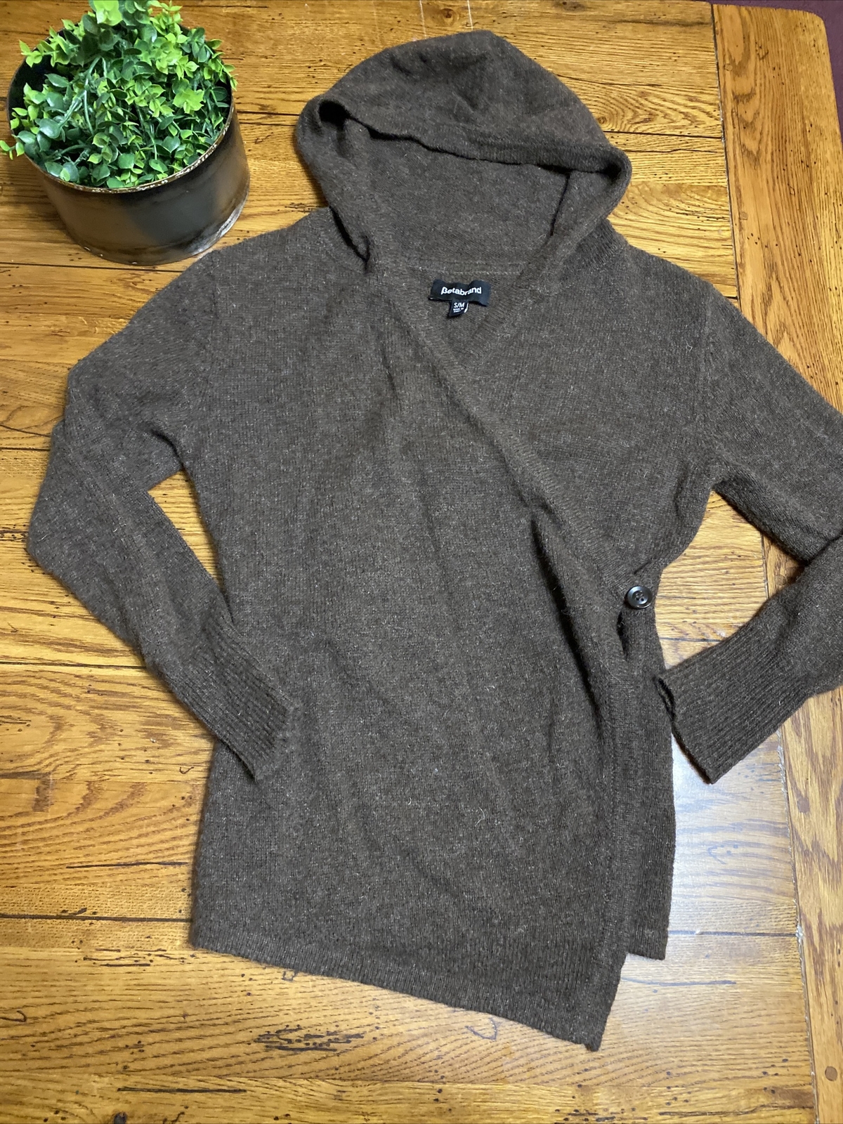 Betabrand Brown Sheep Wrap Sweater 