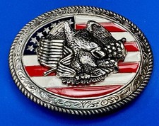 Patriotic American Eagle With Flags Olive Branch USA Flag Patriotic Belt Buckle