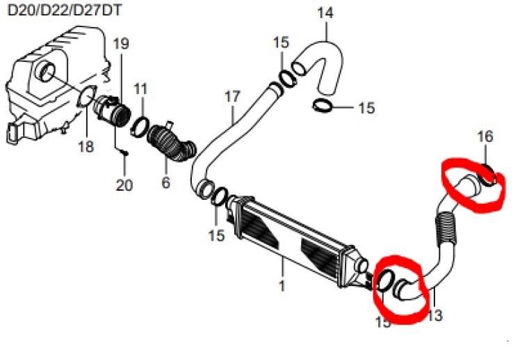 Dichtring Ladeluftschlauch Duct SEAL Intercooler Hose SsangYong  