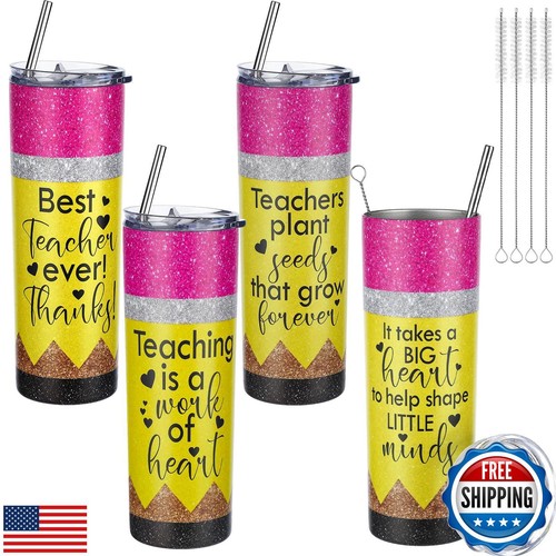 Sunnychicc 4 Pcs Teacher Gifts for Women Tumbler Teacher Appreciation Gift Bu