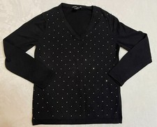 DKNY Jeans Long Sleeve Studded Black Sweater Size Medium