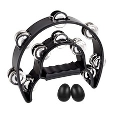 EastRock Double Row Tambourine,Metal Jingles Hand Held Percussion-Half Moon T...