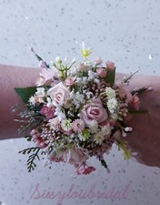 Wrist Corsage Mixed Pinks, Grey, Pinks,Artificial Flowers, Weddings,Proms, Races