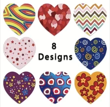 500 pcs Sticker Roll Various Bold Hearts Theme Designs Semi Gloss Self Adhesive