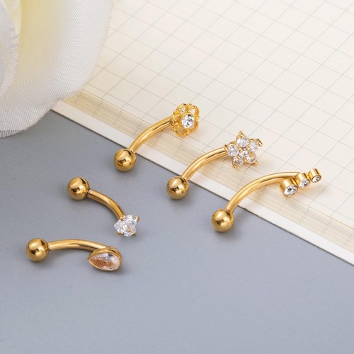 5PCS 14G 316L Stainless Steel Petite Belly Button Rings for Women Girls Dainty N - Picture 3 of 7