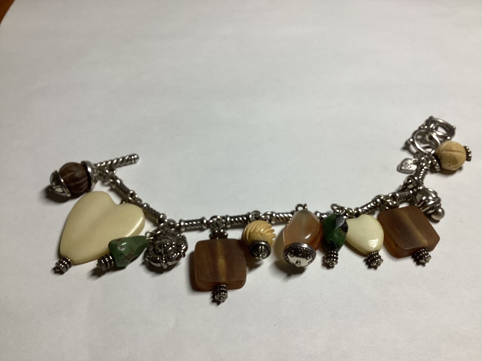 BRIGHTON Heart Multi Beaded Stones Charms Silver … - image 5