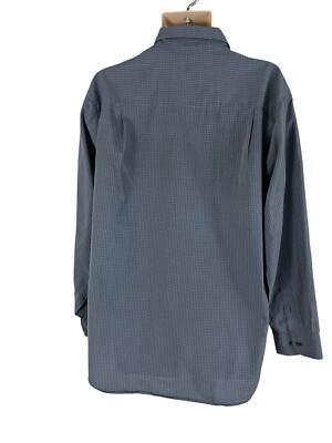 ARROW WORK PLAY MEN'S SIZE XL 17 17 1/2 BLUE CHECK LONG