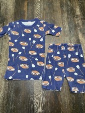 HANNA ANDERSSON Navy S  mores 2 Piece SHORT JOHN PAJAMAS Sz 8