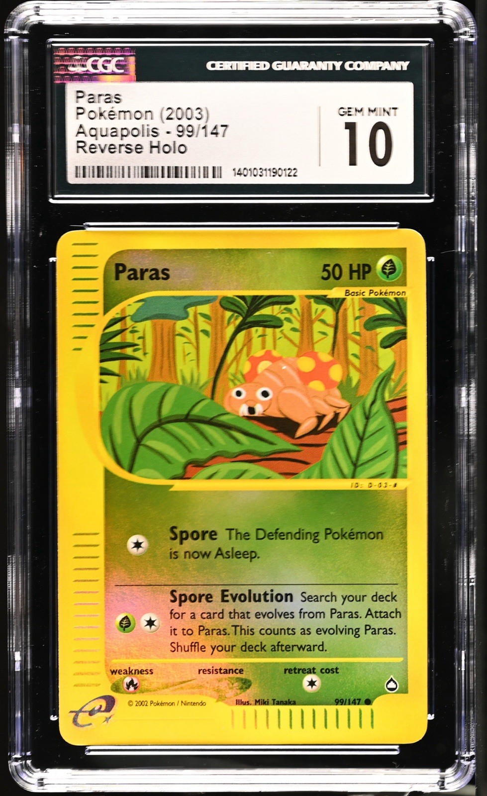 Pokemon TCG Paras 99/147 Reverse Holo Aquapolis E Reader CGC 10 Gem Mint POP 12