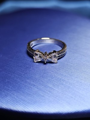 Pandora Sparkling Bow Double-row Ring-193552C01 Size 7 S925 ALE 