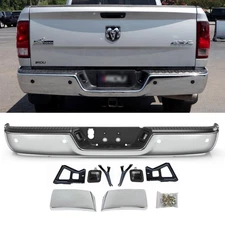 Chrome Rear Step Bumper Assembly w/Sensor Holes for 2009-2018 Dodge RAM 1500
