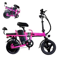 A9 14'' Electric Folding Bike Bicycle Peak 750W 48V 20AH Battery 20mph Pink