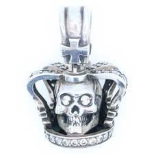Justin Davis REBEL Skull Crown Pendant Necklace Silver 925 Jewelry