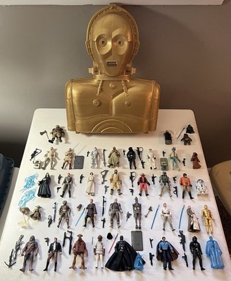  Star Wars Vintage C-3PO  Talking Carrying Case  + 35 Figures & Weapons -Read