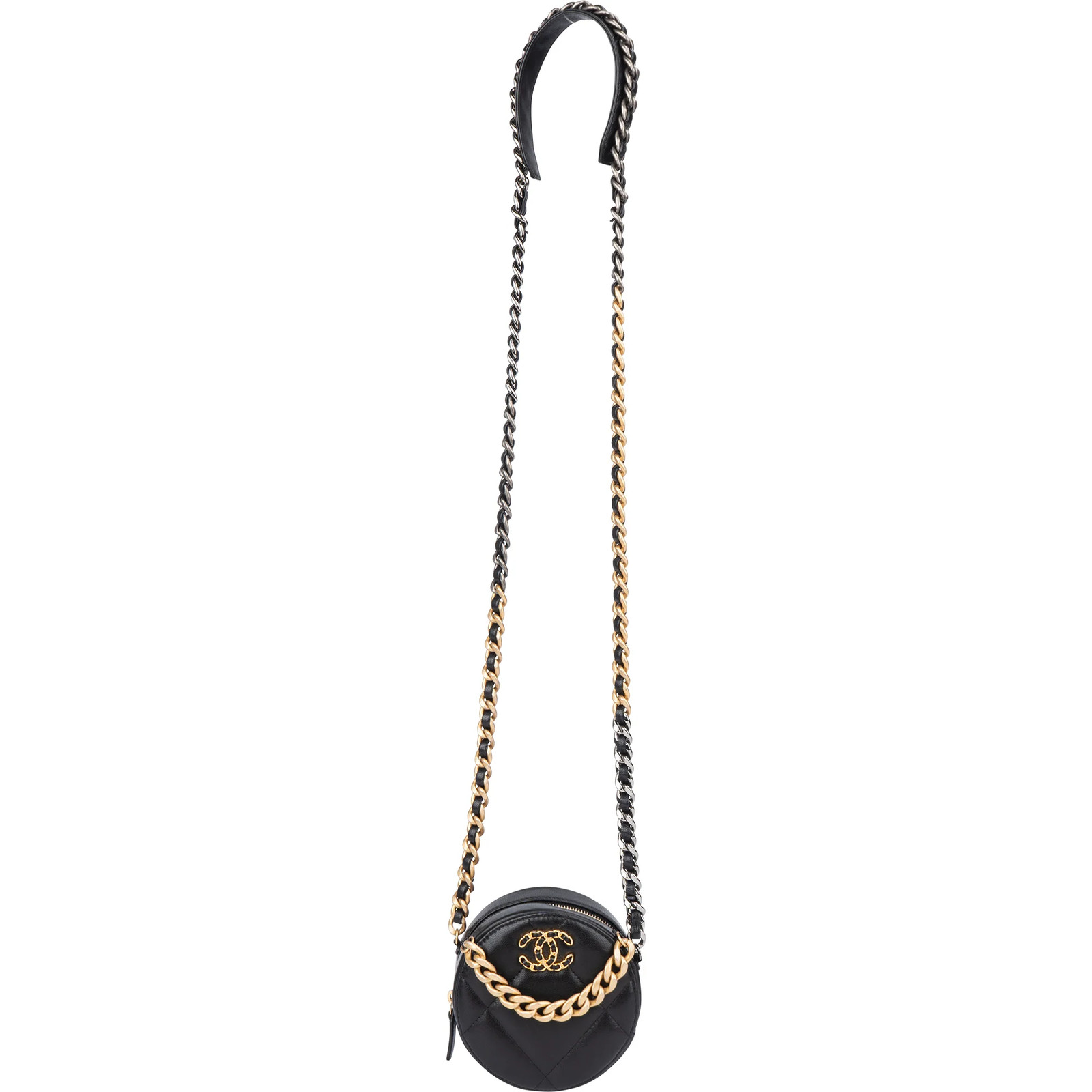 Chanel 19 Quilted Lambskin Round Crossbody Bag Coco CC Bag image 10