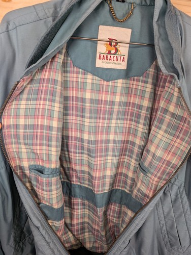 Chaqueta Bomber Baracuta Vintage Para Hombre Mediana Azul Cremallera Completa Años 90 80 Retro - Imagen 14 de 19