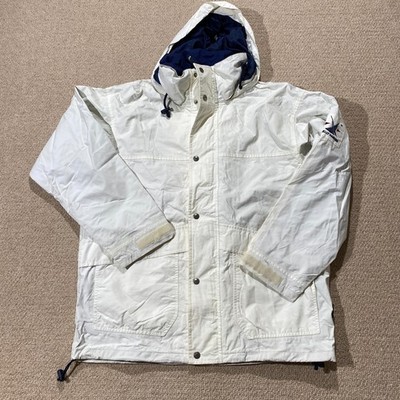 Vintage Helly Hansen Jacke Herren Medium weiß Sailing Crew Festival Regenmantel