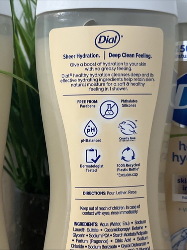 2 Pack Dial Body Wash Moisturizing Healthy Hydration Shea Butter & Vitamin E 16o - Picture 3 of 5