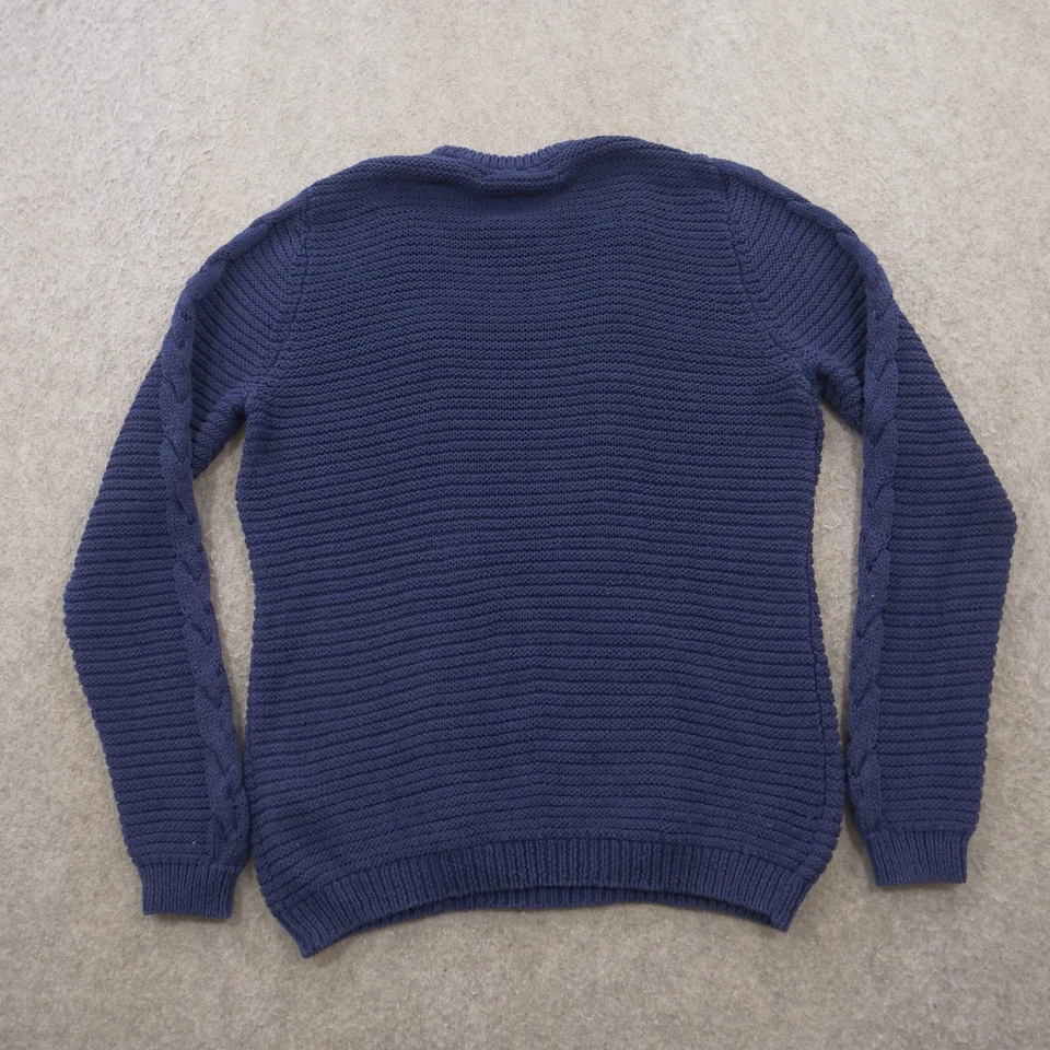 Suéter Zara Hombre Hombre Grande Azul Cable Tejido Abierto Pullover Manga Larga Cuello Redondo Foto 2 de 4