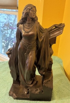 Dated 1999 Austin Sculpture~Maxfield Parrish~19” Deco Goddess