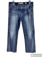 BKE Jeans Womens 30S Blue Payton Boot Cut Low Rise Western Stitch Faded Denim