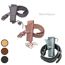 Cowboy Western Revolver Single Gun Holster Gürtel schwarz, braun&hellbraun Echtleder