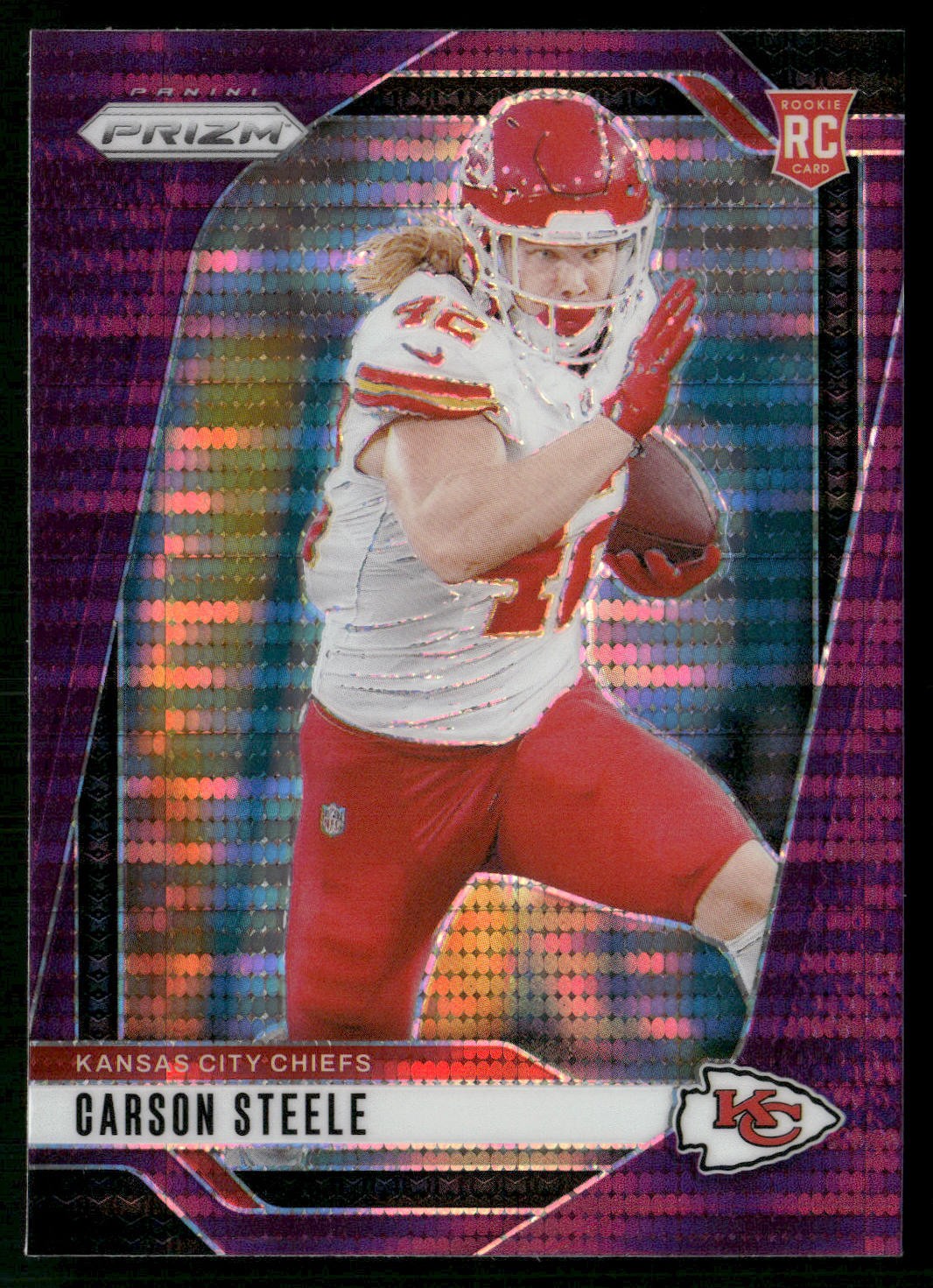 Carson Steele 2024 Panini Prizm #377 Rookie Pink Wave KC Chiefs