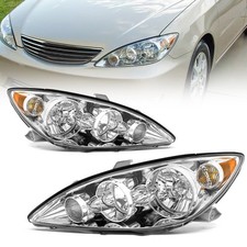 Pair Headlights Assembly For 2005-2006 Toyota Camry Chrome Headlamps Leftright