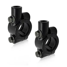 2 PCS Motorcycle Handlebar Mirror Mount Holder, Aluminum 7/8" Mirror 10mm Black