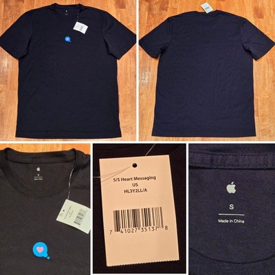 Apple Computer Company Heart Messaging Tee T-Shirt Authentic OEM Sz Small Black