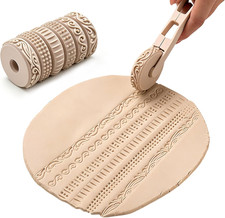 Clay Texture Rollers, 6 Patterns Clay Sculpting Tools, Clay Roller Set for Mo...