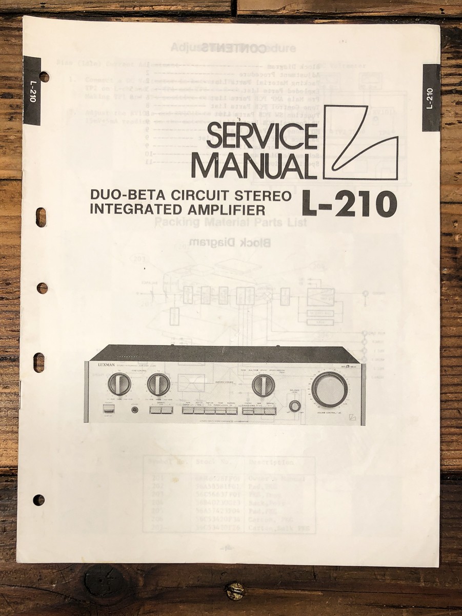 Luxman L-210 Amplifier Service Manual *Original*