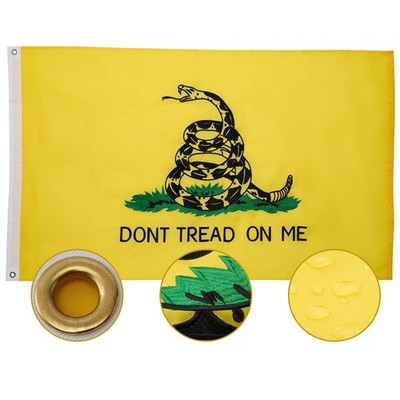 Dont Tread on Me Flag 5x8 Ft, Embroidered Gadsden Flag, Outdoor Heavy Duty Ny...