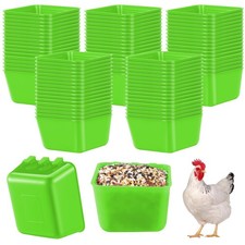 Maxdot 50 Pcs Cage Cups Chicken Feeder 16 oz Hanging Bird Food Green