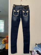 Miss Me Jeans Girls 14 Skinny Fit Angel Wings Embellished Western Cowgirl 26x29