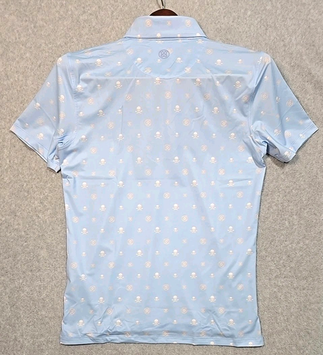 G/FORE Polo Polo Shirt Men’s Sky Blue Skulls Performance Stretch Small NWT - Picture 2 of 8