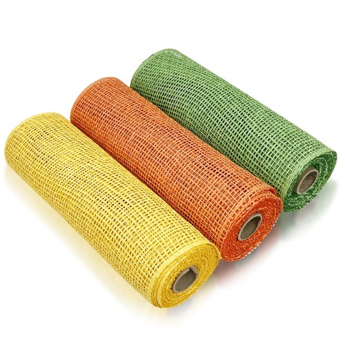 3 Roll Fall Poly Burlap Mesh Poly Burlap Decr Orange Yellow Green Mesh Ribbon